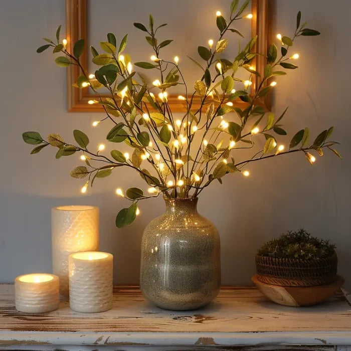 Lighted Olive Branch Stems – Twinkling Fairy Lights for Vases and Arrangements Tevako