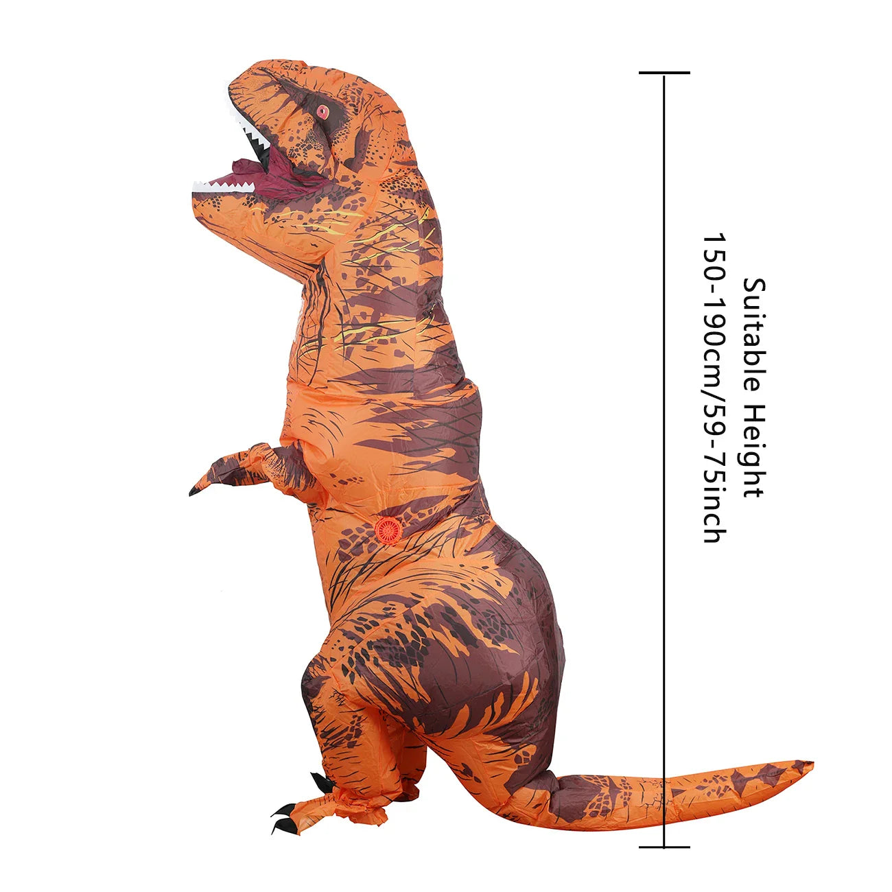 JurassicWave – Opblaasbaar T-Rex Kostuum Volwassenen – Snel Inflaterend Dino Pak
