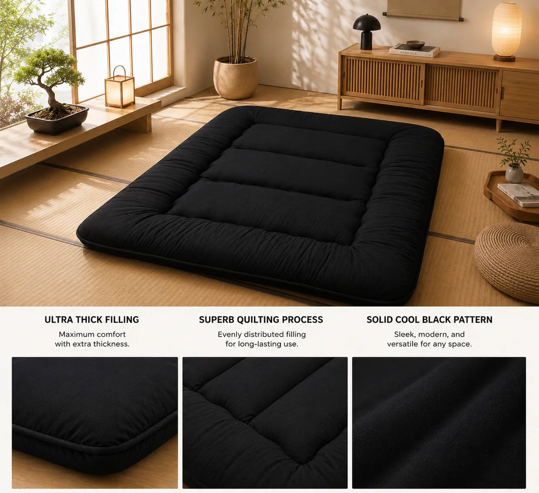 Opvouwbare Futon Matras 10cm Dik Japanse Vloermat Slaappad Logeerbed voor Volwassenen en Kinderen Comfort | Sansoti 3