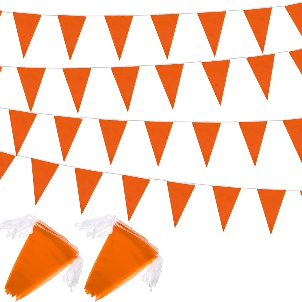 Oranje Vlaggenlijn 33 ft Voor Feestelijke Gelegenheden, Duurzaam Voor Binnen En Buiten 0