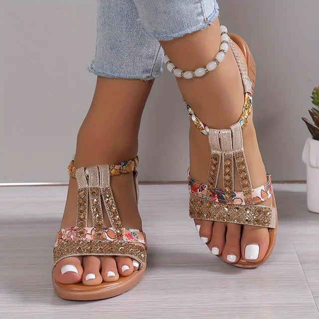 Orthopedische Dames Sandalen met Sleehak en Zachte Zool voor Loopcomfort 0