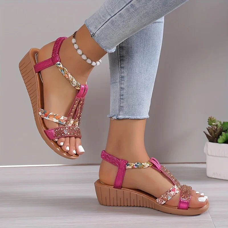 Orthopedische Dames Sandalen met Sleehak en Zachte Zool voor Loopcomfort 1