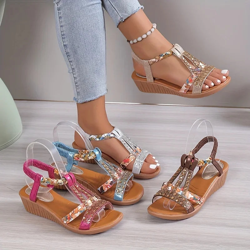 Orthopedische Dames Sandalen met Sleehak en Zachte Zool voor Loopcomfort 4