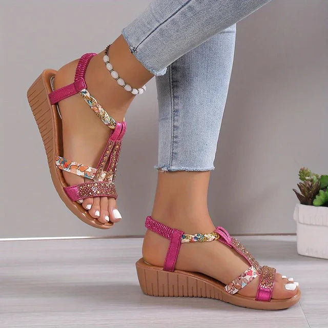 Orthopedische Dames Sandalen met Sleehak en Zachte Zool voor Loopcomfort 8