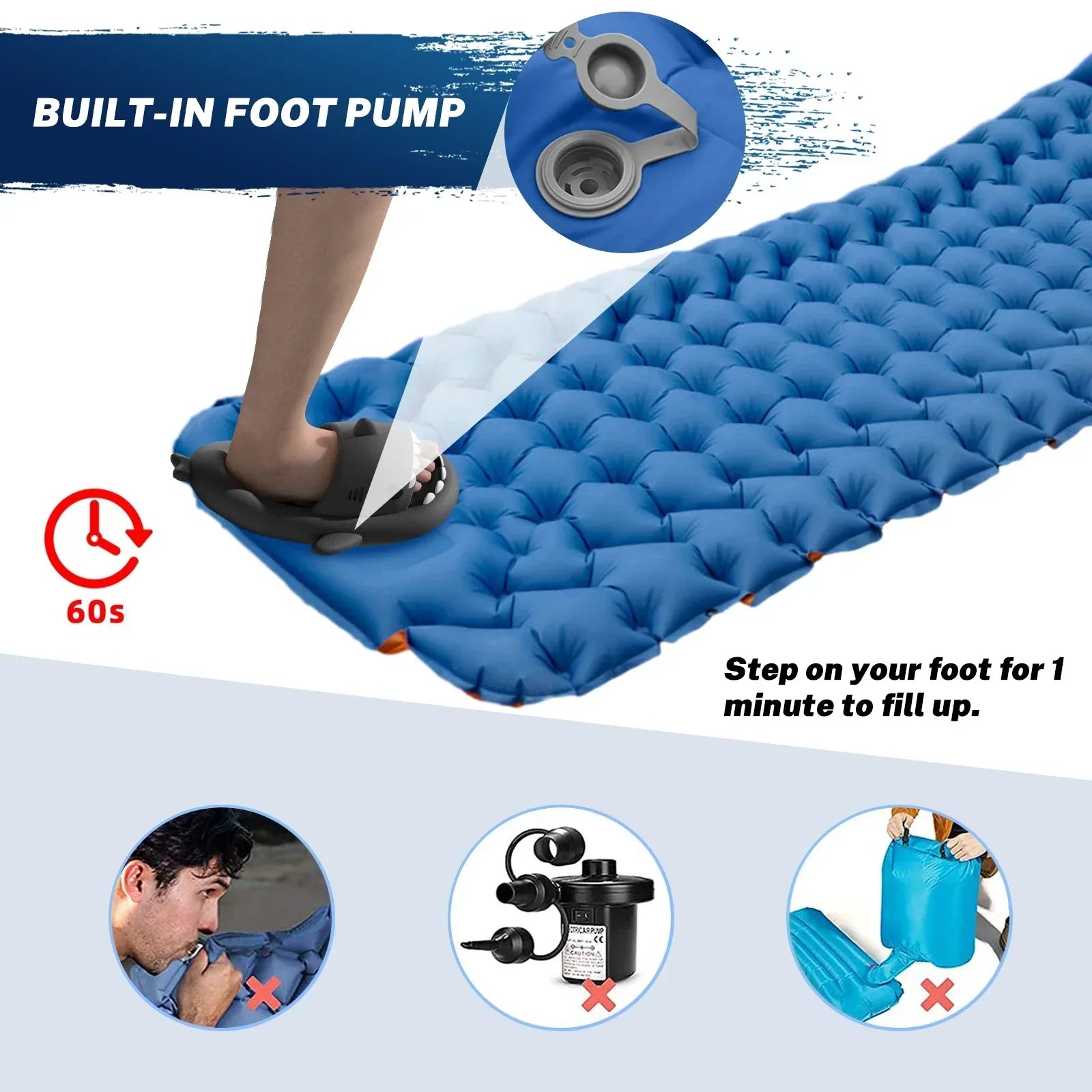 Colchón de aire Nook – Colchón de aire cómodo para acampar con bomba incorporada e deseño resistente á auga