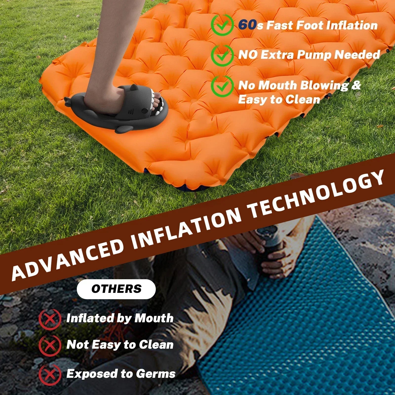 Colchón de aire Nook – Colchón de aire cómodo para acampar con bomba incorporada e deseño resistente á auga