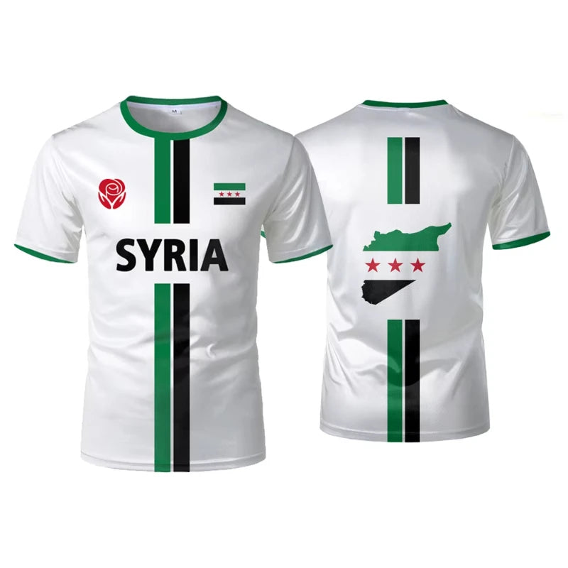 Oversized Voetbal T-shirt voor Heren met Syrische Vlag - Unisex, Comfortabel Katoen 5