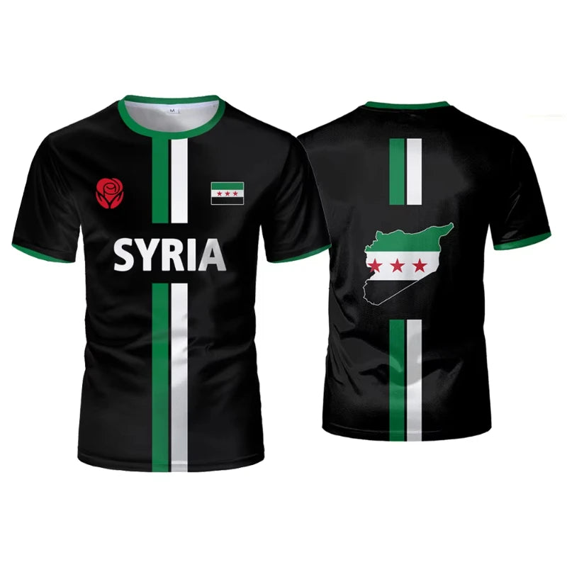 Oversized Voetbal T-shirt voor Heren met Syrische Vlag - Unisex, Comfortabel Katoen 7