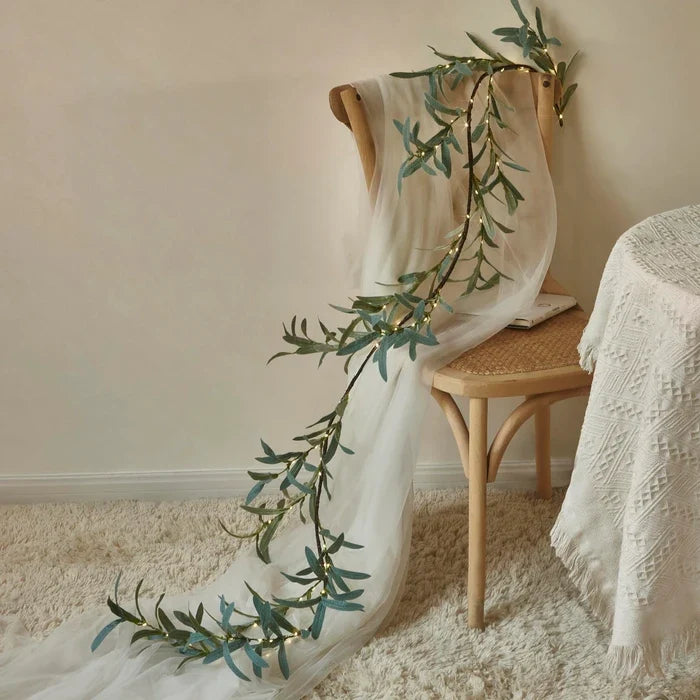 Lighted Olive Branch – Artificial Olive Stems Woven with Twinkling Fairy Lights Tevako