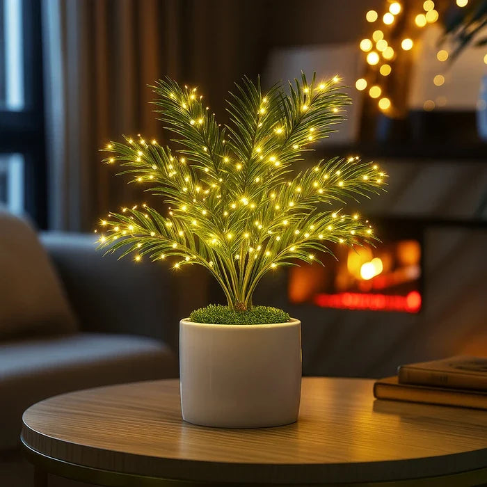 Palm Leaf Tree Lamp – Artificial Areca Palm Fronds with Warm Fairy Lights Tevako