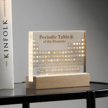SciLux – Sistema periódico con 83 elementos reales en acrílico iluminado
