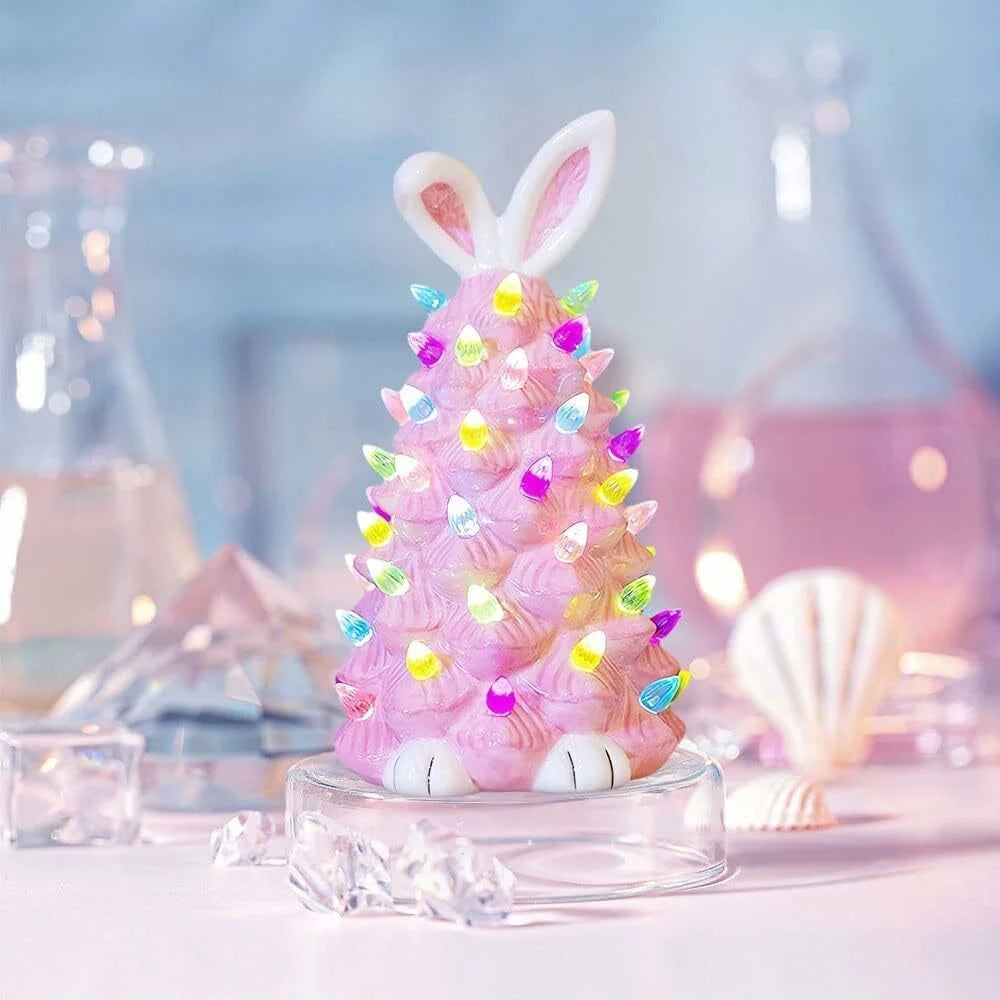 Pink Bunny Lamp – Soft Pink Rabbit Figure That Glows in Rainbow Colors Tevako