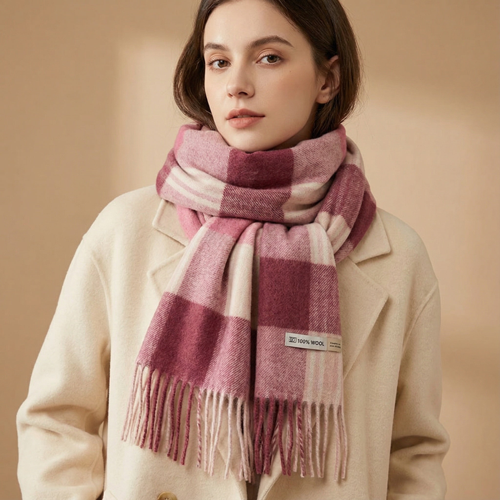 Geruite Winter Sjaal – Ultra zacht, warm & elegante franjes