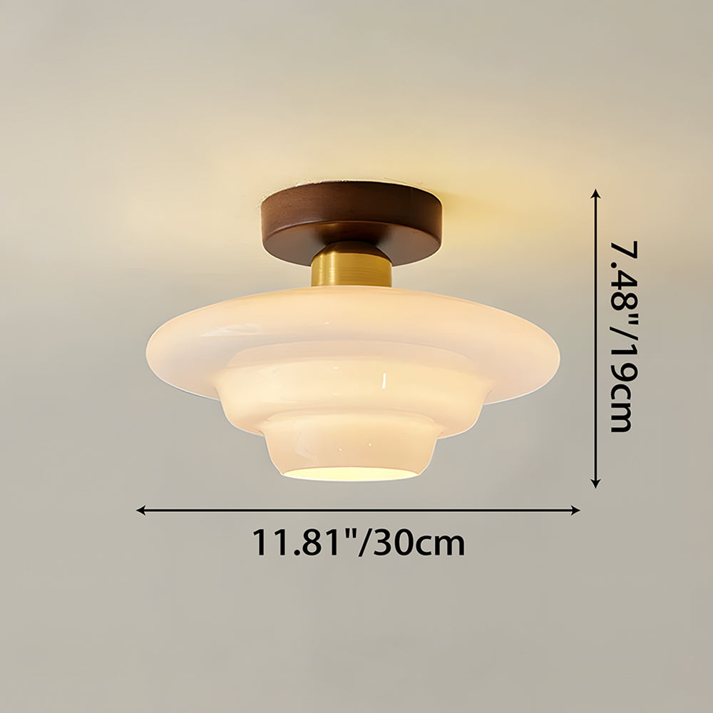 Plafondlamp Walnoot Hout Glas Scandinavisch E27 Hal Gang Keuken Eetkamer Nordic Naturel Koper | Sansoti 6