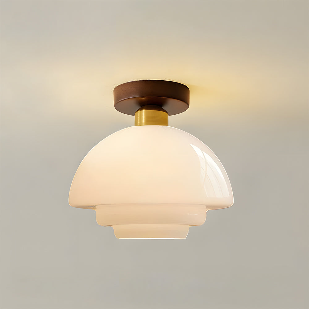 Plafondlamp Walnoot Hout Glas Scandinavisch E27 Hal Gang Keuken Eetkamer Nordic Naturel Koper | Sansoti 7