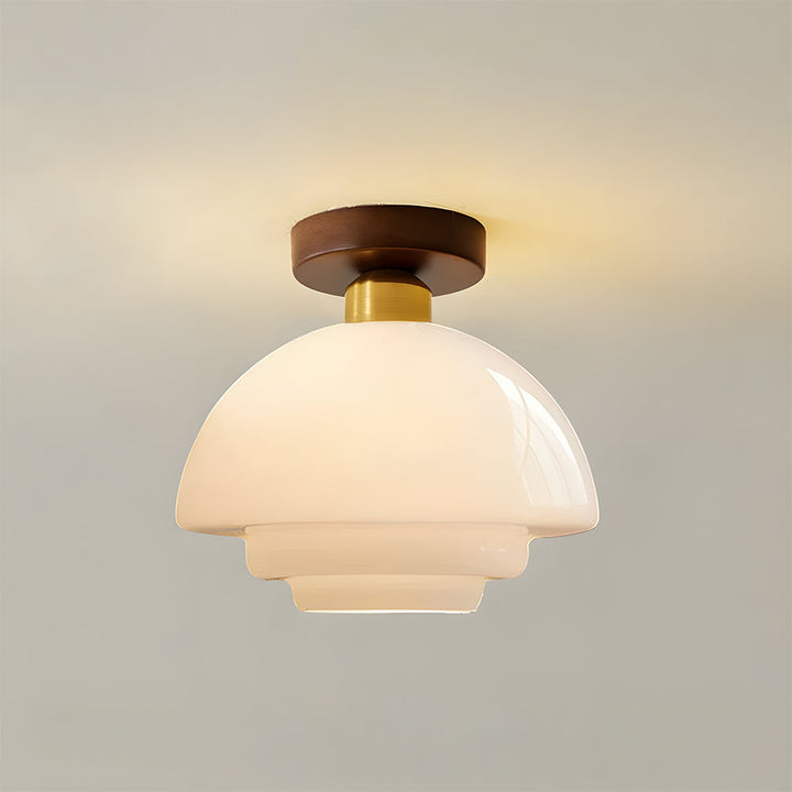 Plafondlamp Walnoot Hout Glas Scandinavisch E27 Hal Gang Keuken Eetkamer Nordic Naturel Koper | Sansoti 7