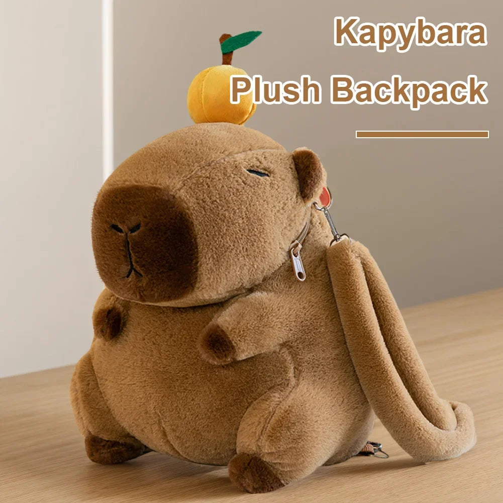 Pluche Kinderrugzak Capybara met Zachte Vulling, Bruin, 35 cm, Voor Kinderen 2
