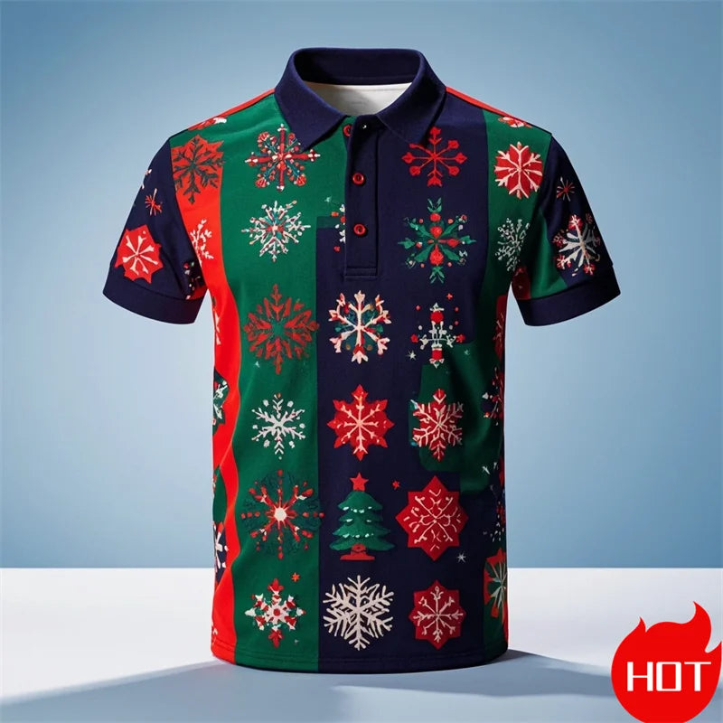 Poloshirt met 3D kerstman print voor mannen 4