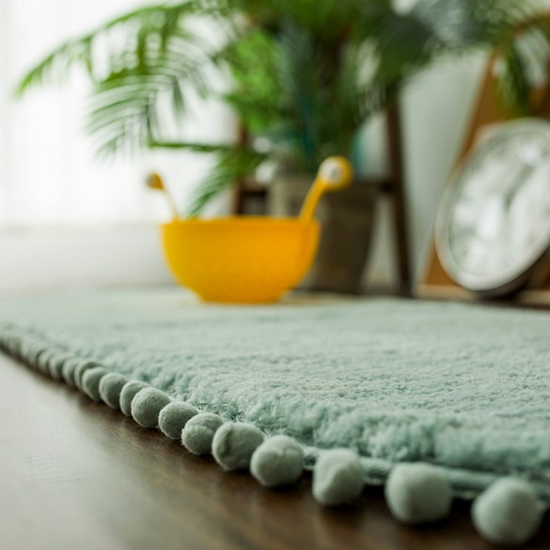 CasaLino Ovaal Vloerkleed – Zacht Polyester met Pompons & Antislip Onderzijde