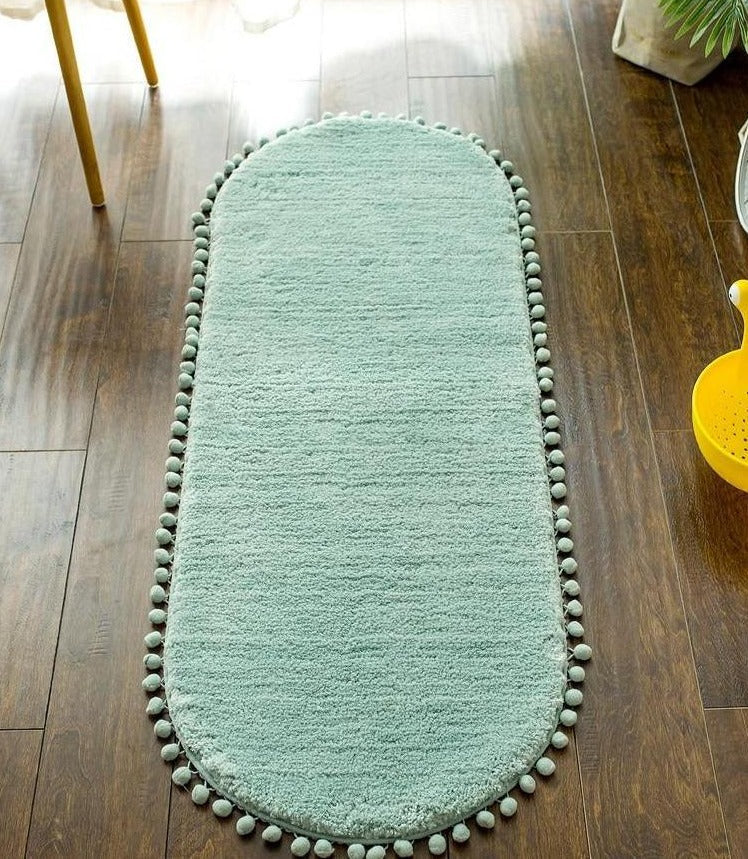 CasaLino Ovaal Vloerkleed – Zacht Polyester met Pompons & Antislip Onderzijde