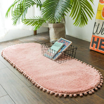 CasaLino Ovaal Vloerkleed – Zacht Polyester met Pompons & Antislip Onderzijde