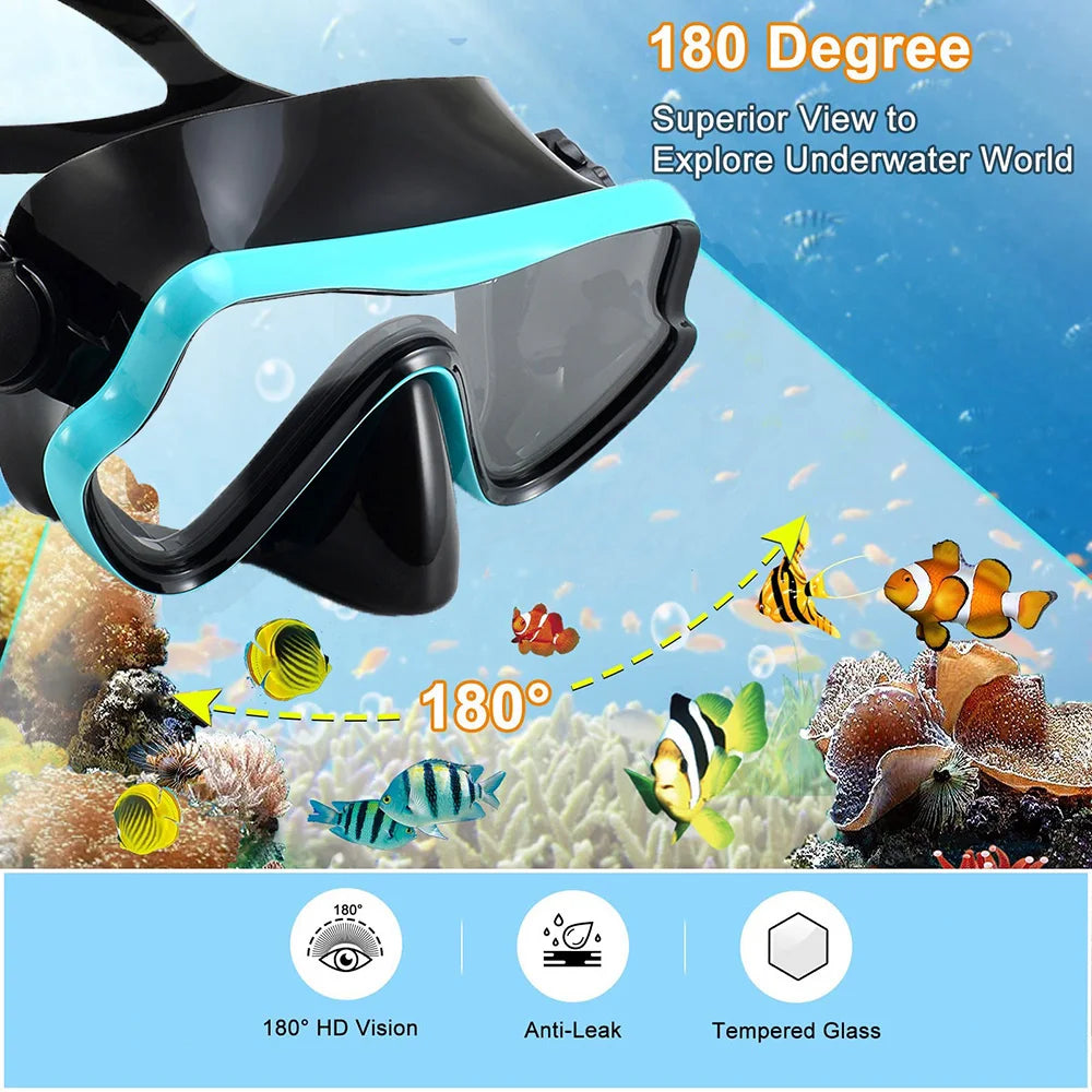 Professioneel duikmasker snorkelset voor volwassenen met panoramisch zicht 1
