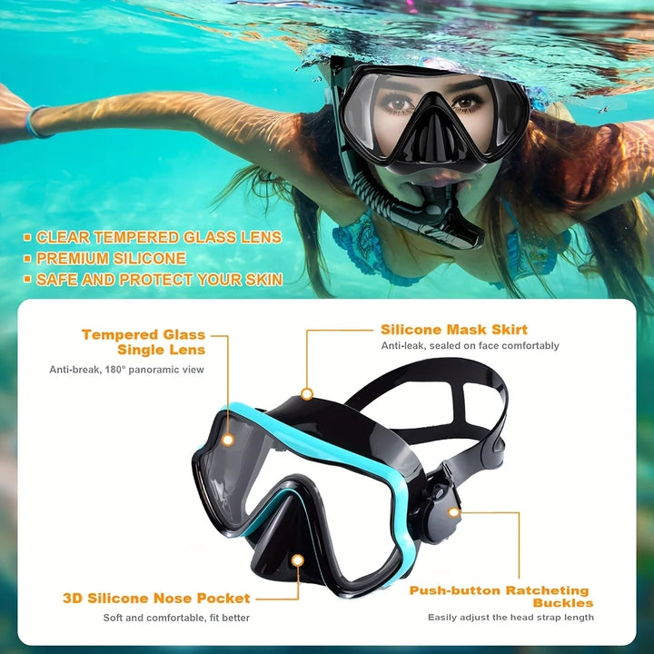 Professioneel duikmasker snorkelset voor volwassenen met panoramisch zicht 2