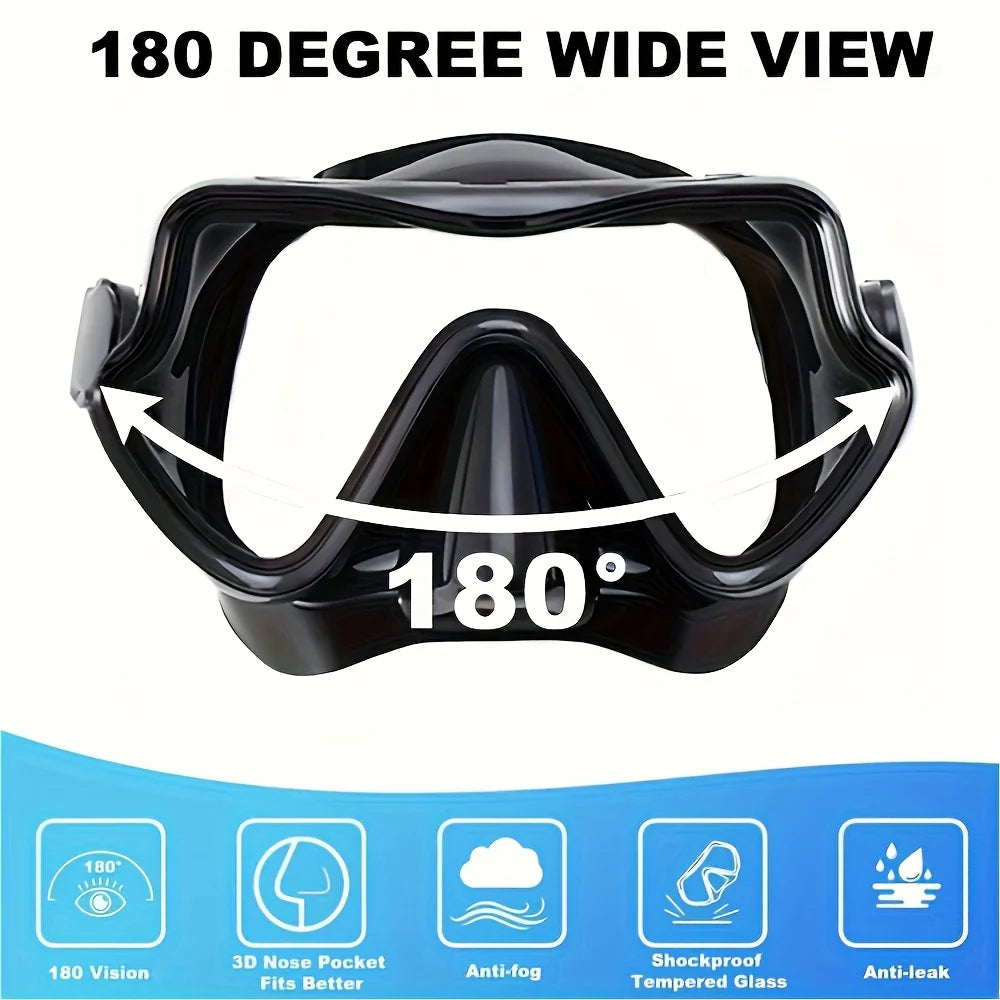 Professionele snorkelset voor volwassenen met panoramisch zicht en gehard glas 1