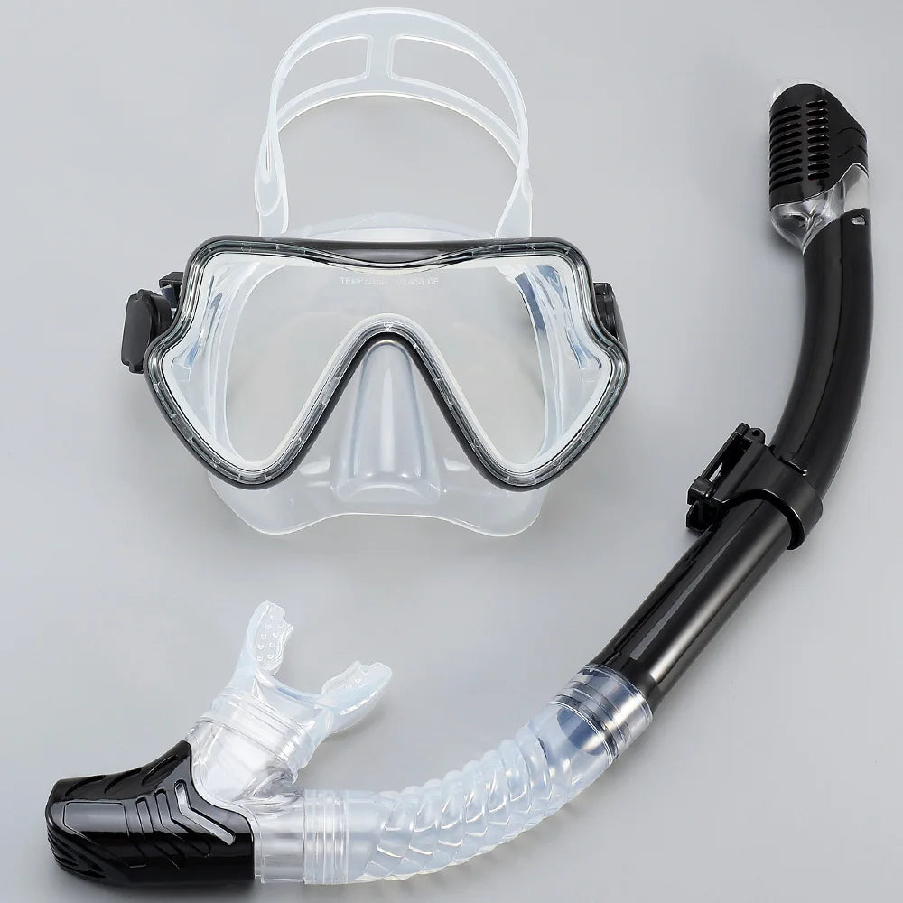 Professionele snorkelset voor volwassenen met panoramisch zicht en gehard glas 11
