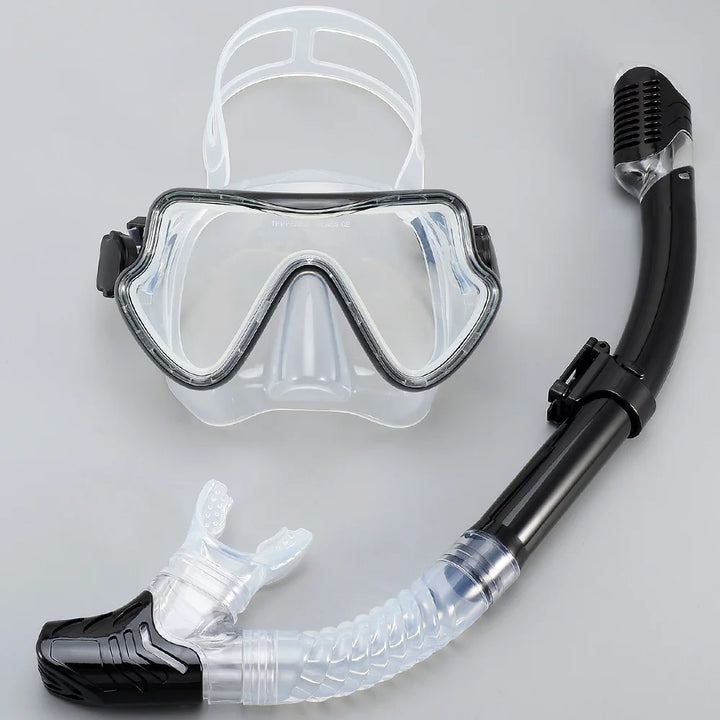 Professionele snorkelset voor volwassenen met panoramisch zicht en gehard glas 11