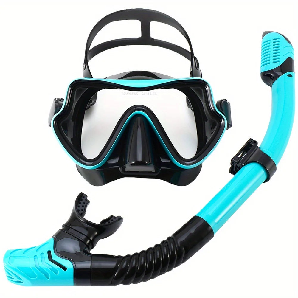 Professionele snorkelset voor volwassenen met panoramisch zicht en gehard glas 12