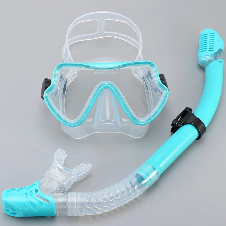 Professionele snorkelset voor volwassenen met panoramisch zicht en gehard glas 14