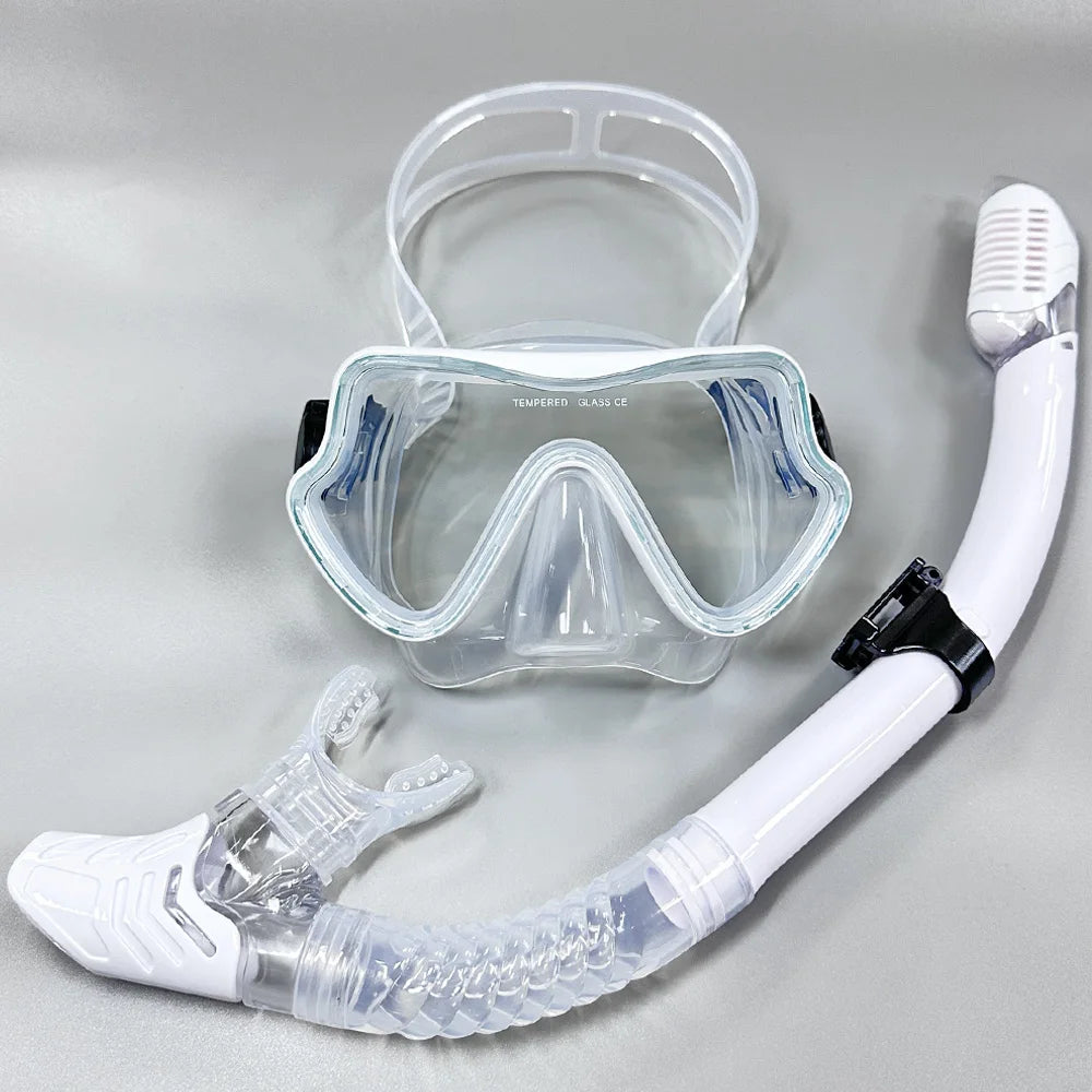 Professionele snorkelset voor volwassenen met panoramisch zicht en gehard glas 15