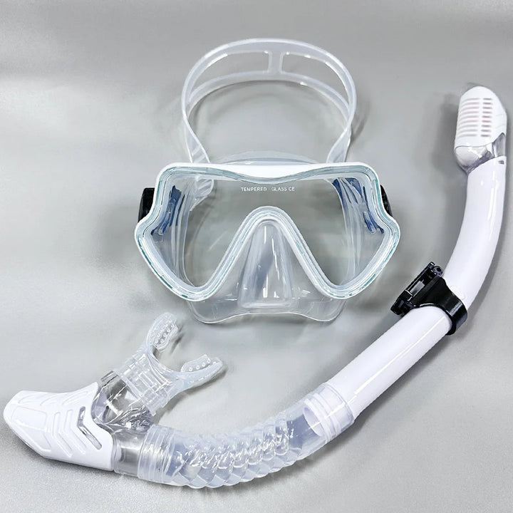 Professionele snorkelset voor volwassenen met panoramisch zicht en gehard glas 15