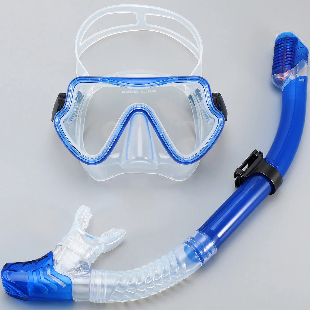 Professionele snorkelset voor volwassenen met panoramisch zicht en gehard glas 17