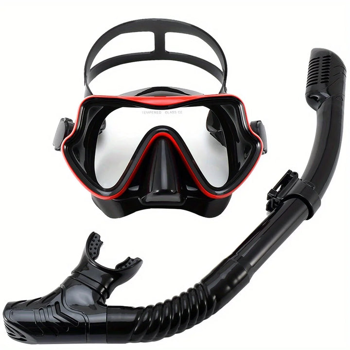 Professionele snorkelset voor volwassenen met panoramisch zicht en gehard glas 18
