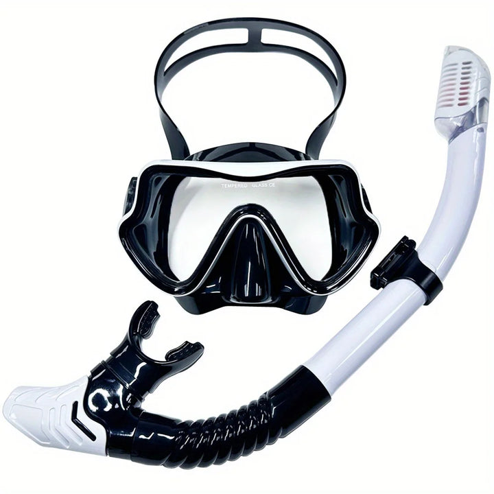 Professionele snorkelset voor volwassenen met panoramisch zicht en gehard glas 19