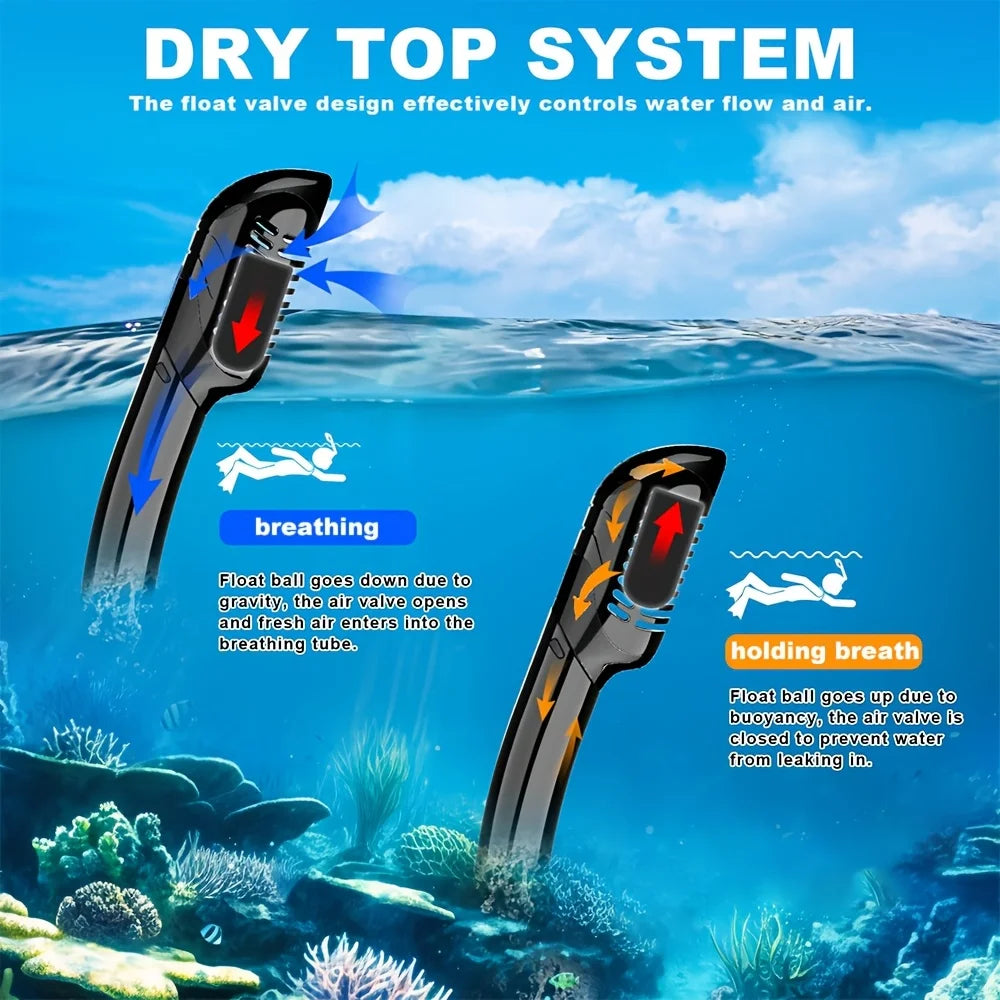 Professionele snorkelset voor volwassenen met panoramisch zicht en gehard glas 3