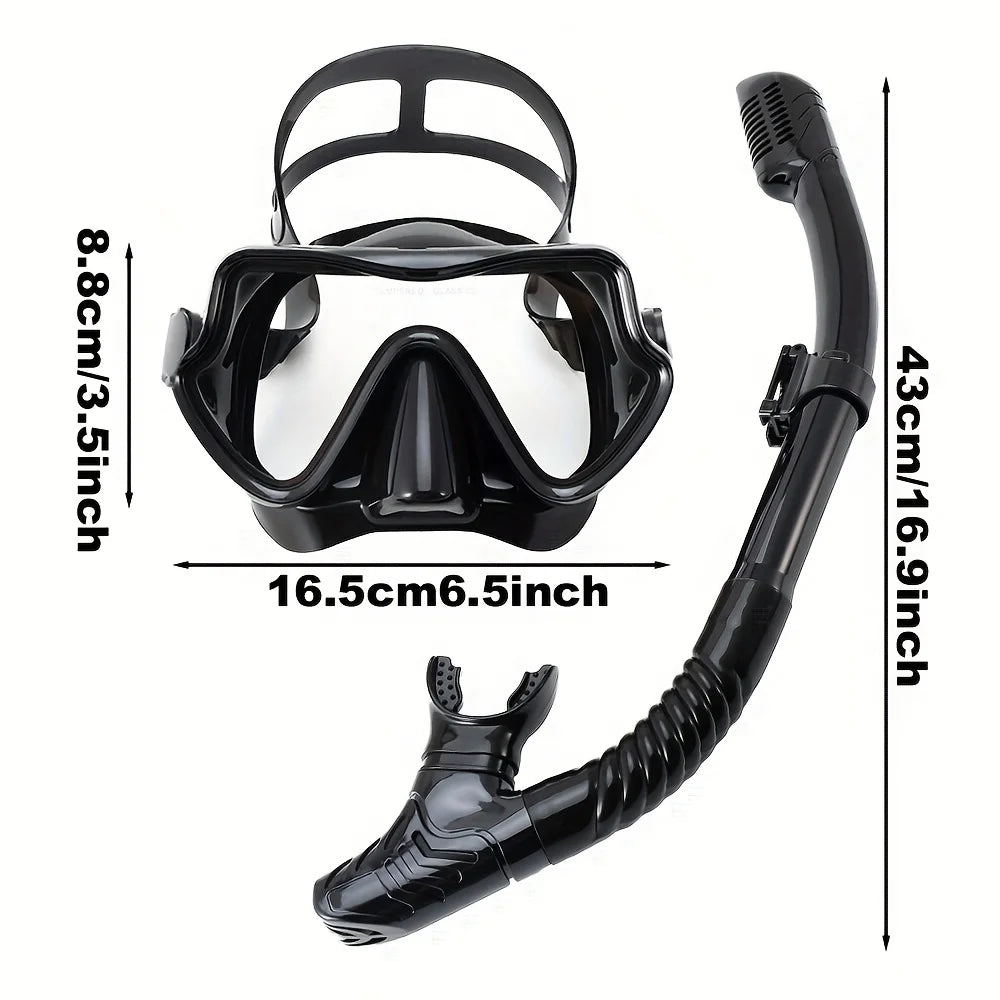 Professionele snorkelset voor volwassenen met panoramisch zicht en gehard glas 5