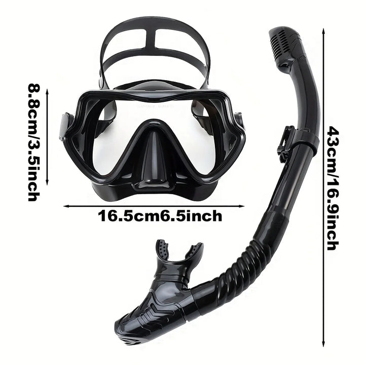 Professionele snorkelset voor volwassenen met panoramisch zicht en gehard glas 5