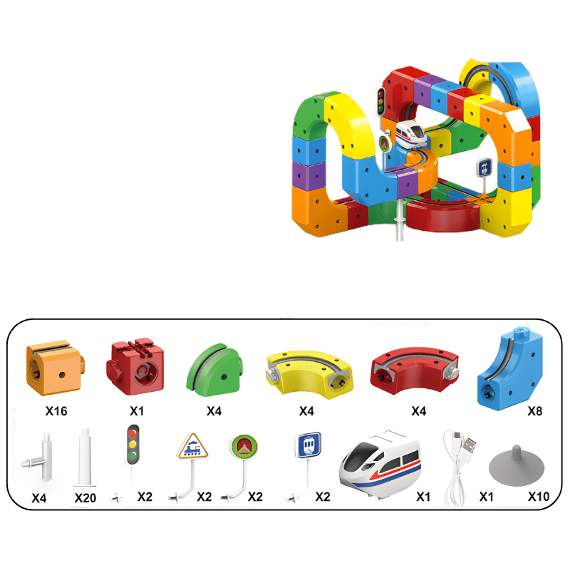 RAILBUILD – 3D-spoorwegbouwset voor kinderen met oplaadbare locomotief 9