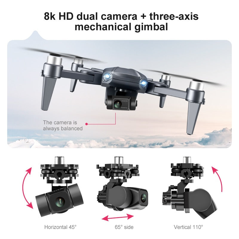 RG109 Pro – dron HD 8K con dobre cámara, GPS e motores sen escobillas
