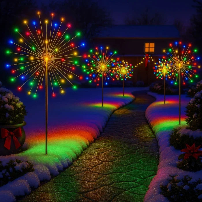 Outdoor Rainbow Starburst Lights – Multicolor Firework Effect for Yard and Path Tevako