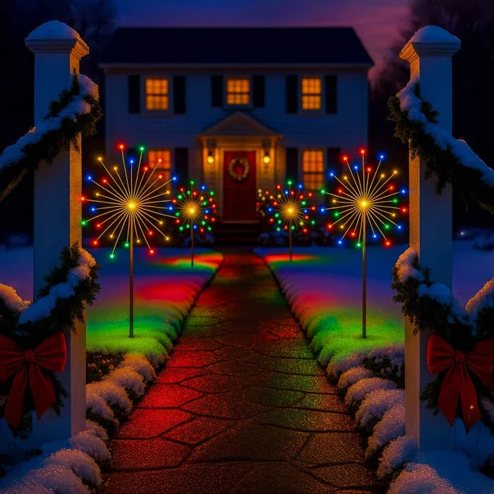 Outdoor Rainbow Starburst Lights – Multicolor Firework Effect for Yard and Path Tevako