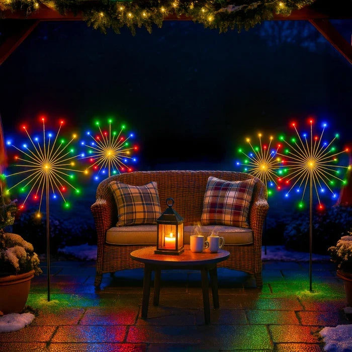 Outdoor Rainbow Starburst Lights – Multicolor Firework Effect for Yard and Path Tevako