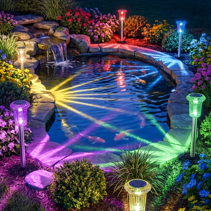 Solar Rainbow Stake Lights – Colorful Starburst Rays for Paths and Garden Beds Tevako
