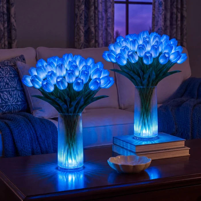 LED Tulip Bouquet Lamp – Glowing Artificial Tulips with Warm Ambient Light Tevako