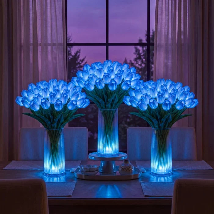 LED Tulip Bouquet Lamp – Glowing Artificial Tulips with Warm Ambient Light Tevako