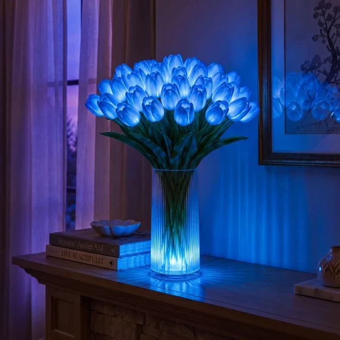 LED Tulip Bouquet Lamp – Glowing Artificial Tulips with Warm Ambient Light Tevako