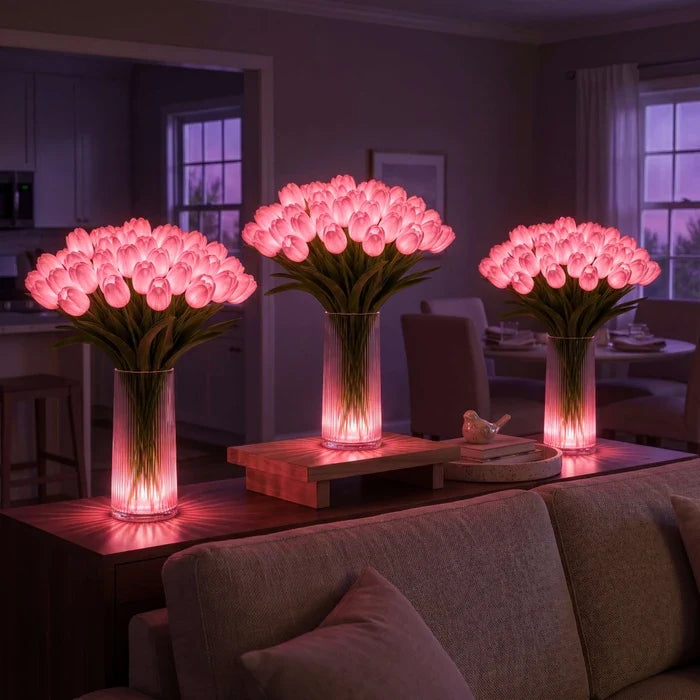 LED Tulip Bouquet Lamp – Glowing Artificial Tulips with Warm Ambient Light Tevako